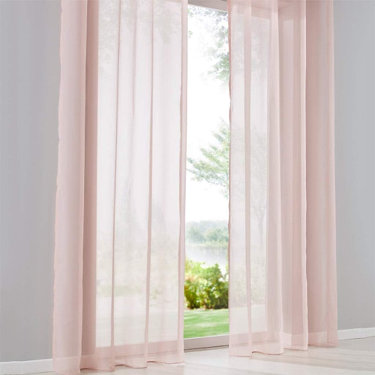 2 stuks voile gordijnen transparante schermen voor ramen en balkon, café, breedte 140 cm (hoogte 245 cm, roze)