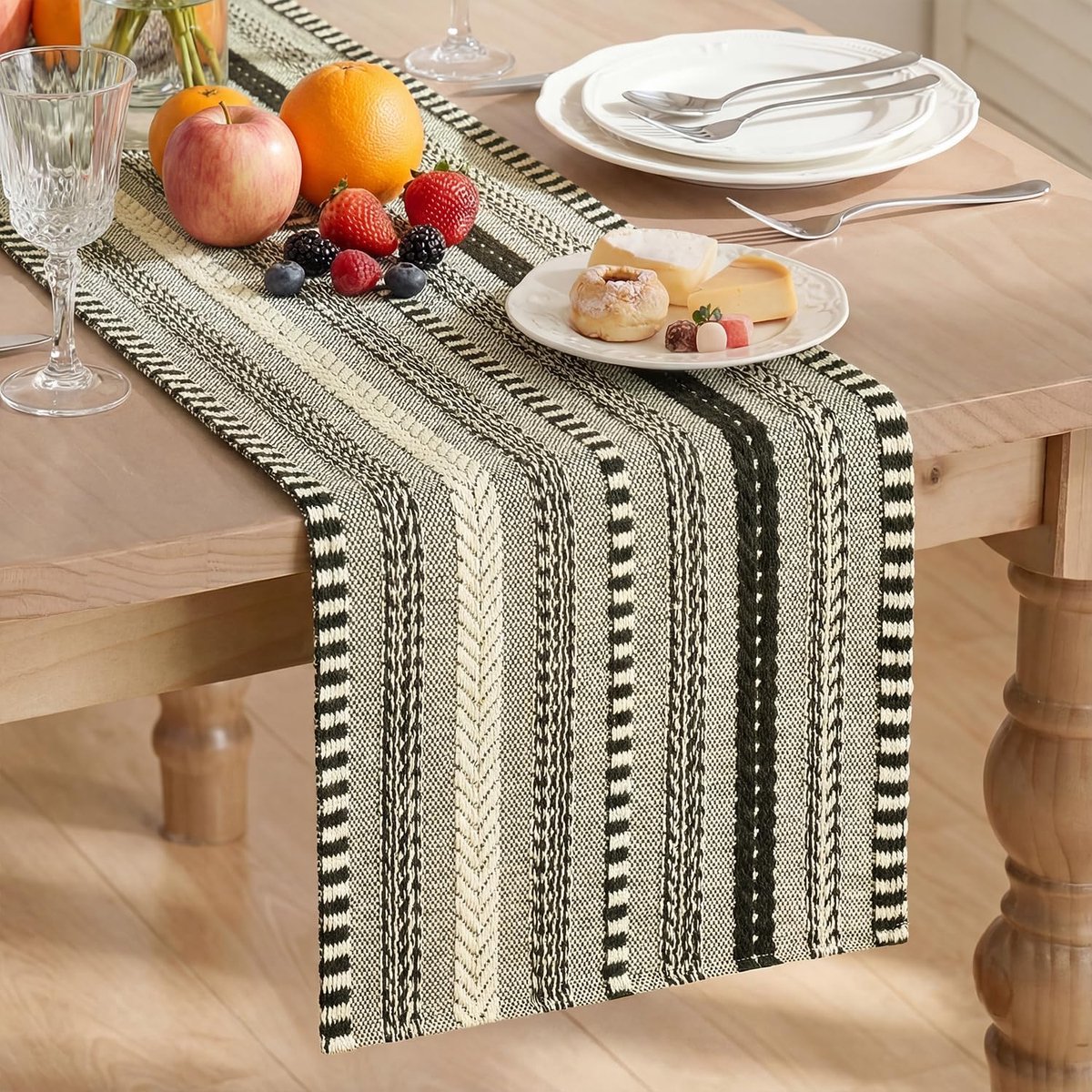 Mode Zwarte vintage tafelloper in boho-stijl, 30 x 143 cm, elegante Halloween, seizoensgebonden vakantie, keuken, eetkamer, vakantie, verjaardagstafeldecoratie voor thuisfeest