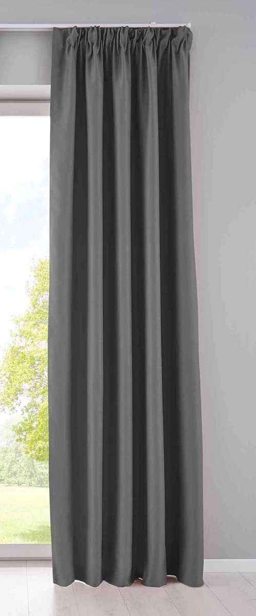 Ondoorzichtig »Newyork« 202020610 Ondoorzichtige lussen, donkergrijs H x B 245 x 140 cm, 1-pack thermo-gordijn, verduisteringsgordijn, geluidsisolerend, Öko-Tex plooiband