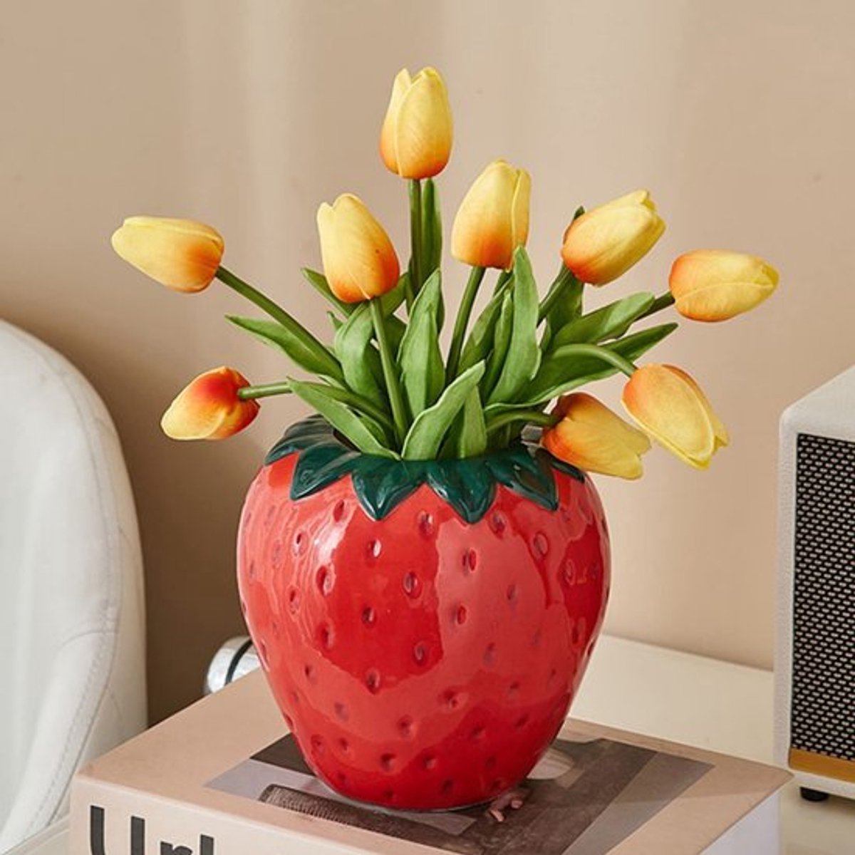 Store_9 - Aardbei Keramische Vaas - Unieke Bloemenvaas - Vintage