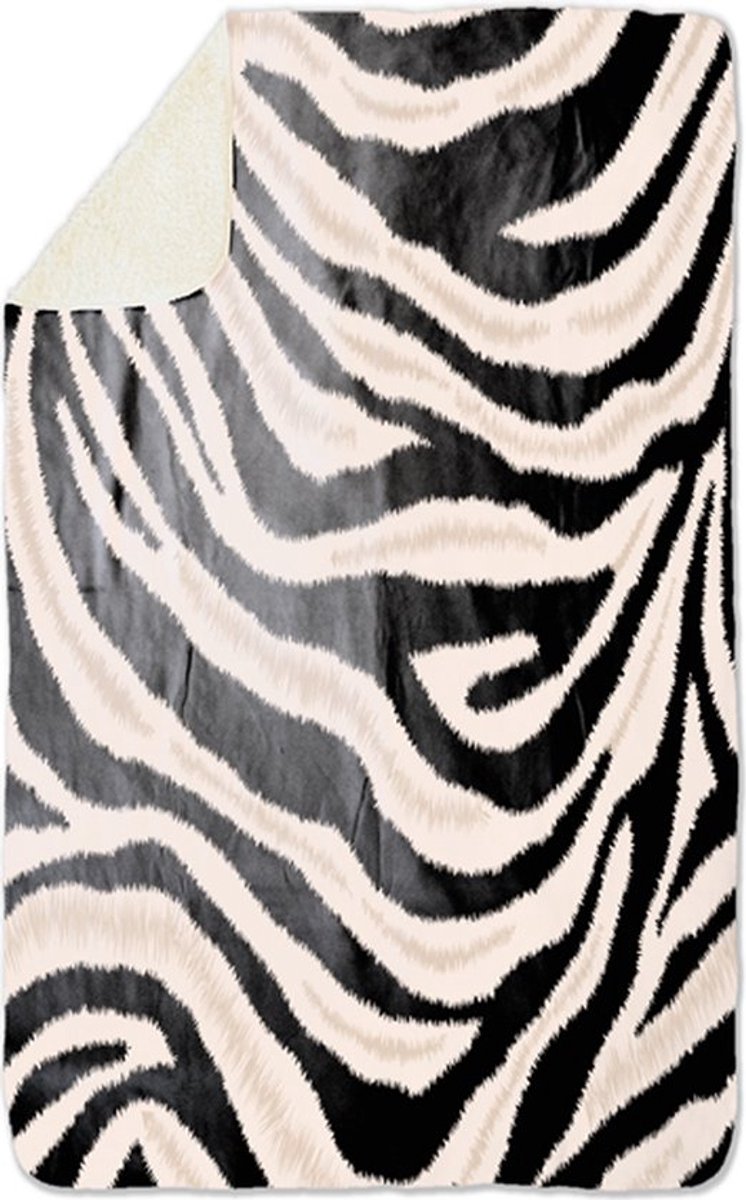 Fleecedeken Zebra, 96x146cm, Polyester Sherpa, FD2023312, deken met print