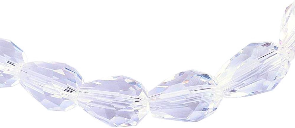 Kralen glaskralen 8 mm x 6 mm facetteerde, druppelvormige sieradenkralen, kristallen kralen (kristal)