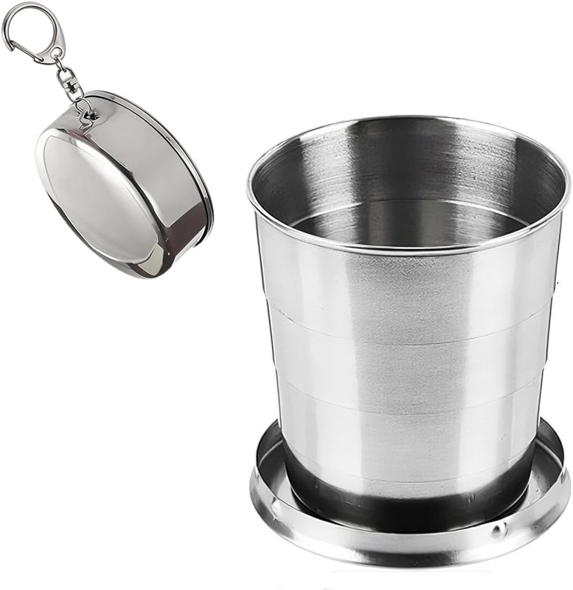 Beker van Roestvrij Staal Opvouwbare Roestvrijstalen Beker Roestvrijstalen Drinkbeker Campingbeker Draagbare Telescopische Beker voor Reizen Wandelen Kamperen Picknicken 450ML