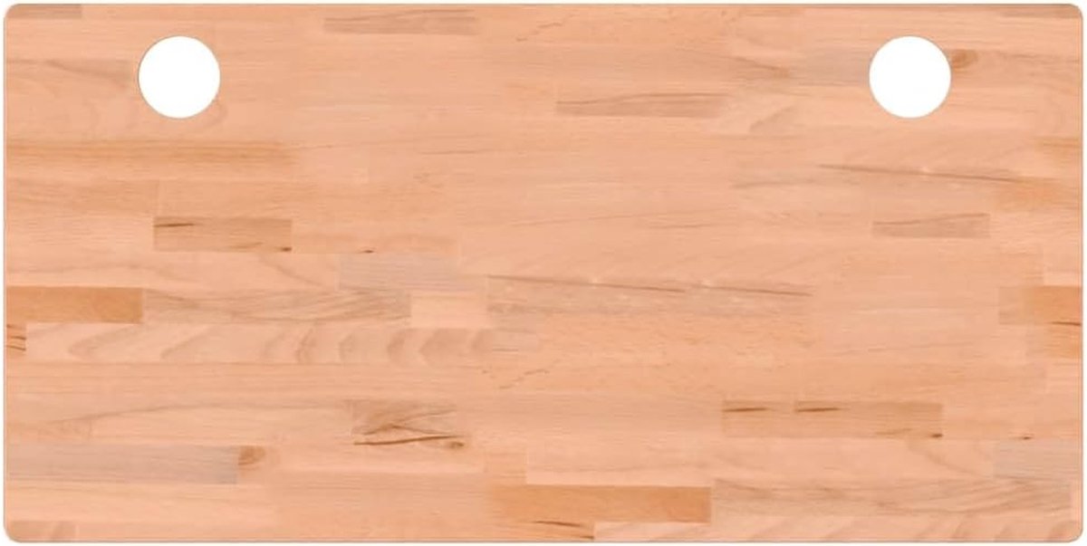 Bureaublad Massief Beukenhout - Tafelblad Hout - Bureau Opfrissen - Met Kabelgaten - 110x55x1.5 cm - Houtkleur