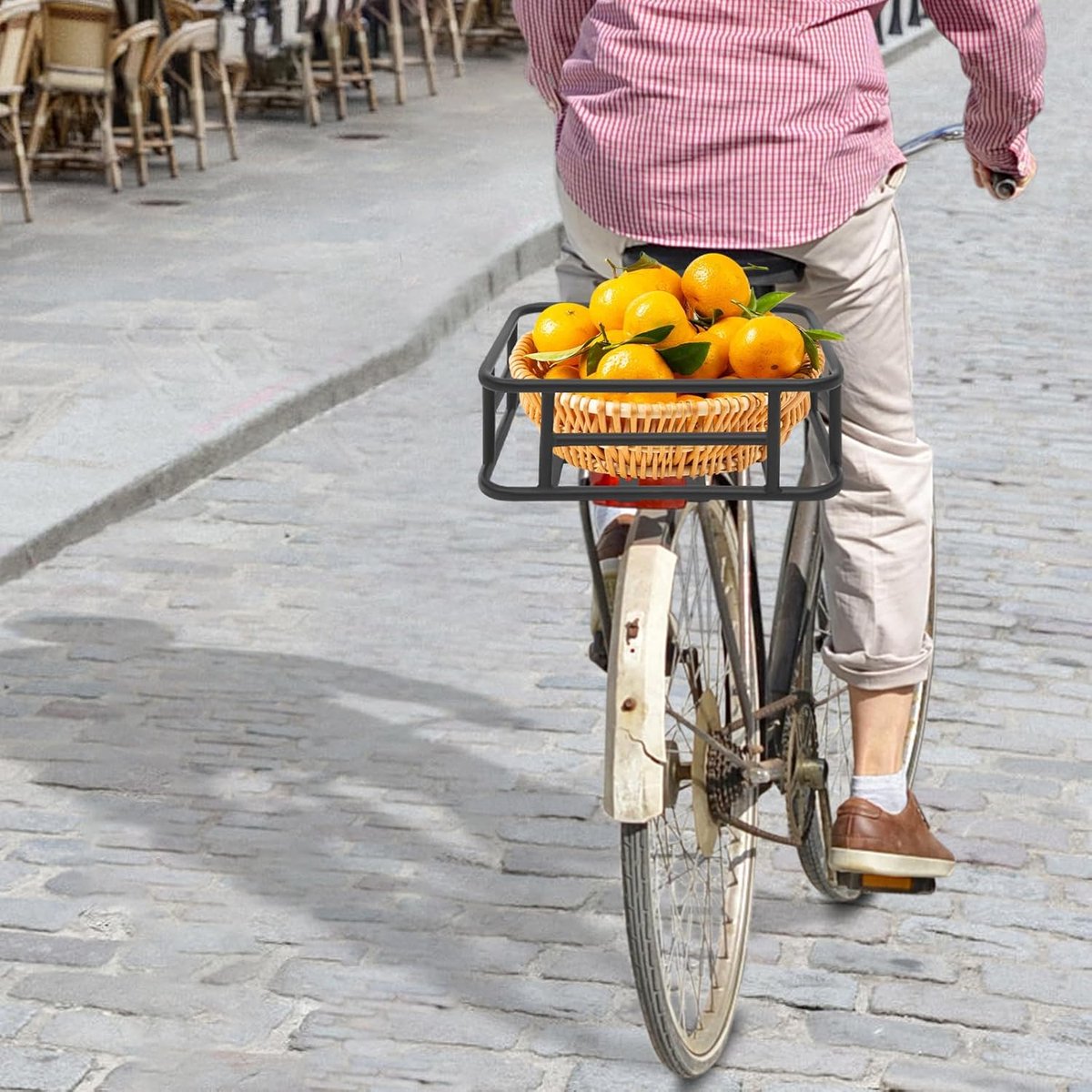 Fietsmand Achter - Bagagedrager Mand - Boodschappen Vervoeren - Hoog Draagvermogen - 45.5 x 32.5 x 15 cm - Zwart