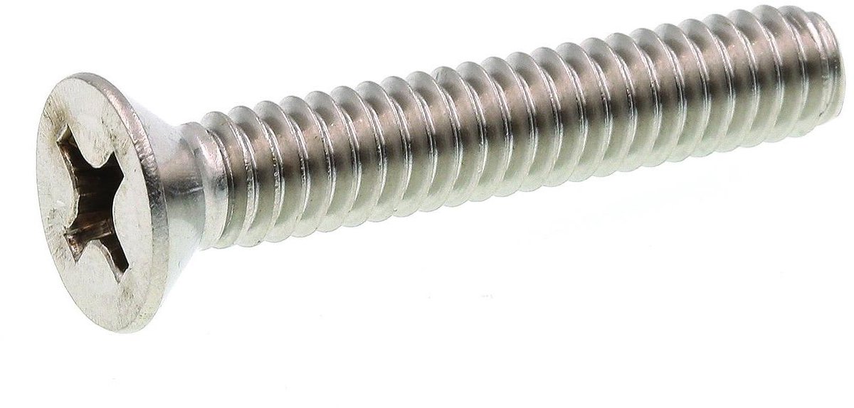 Machineschroef - Platte schroef - Bevestigen van onderdelen - Roestvrij staal - 1/4 x 1-1/2 inch - Zilverkleurig