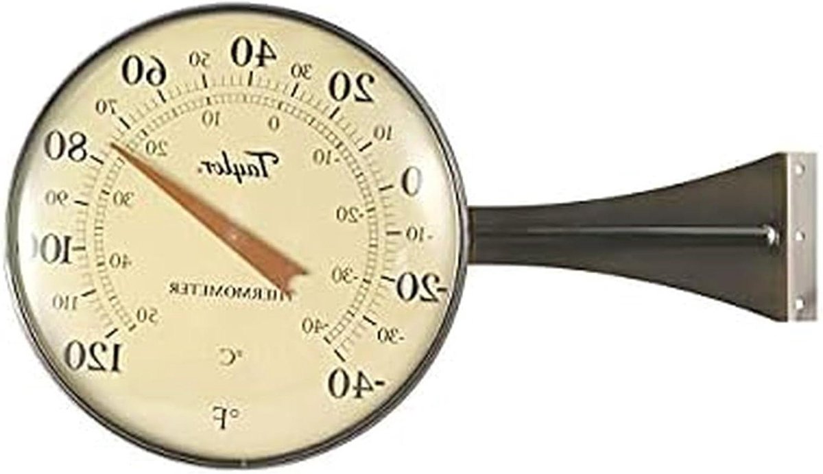 Wijzerplaat Thermometer - Analoge Temperatuurmeter - Buiten Temperatuur Meten - Hoge Nauwkeurigheid - 8.5 Inch - Brons