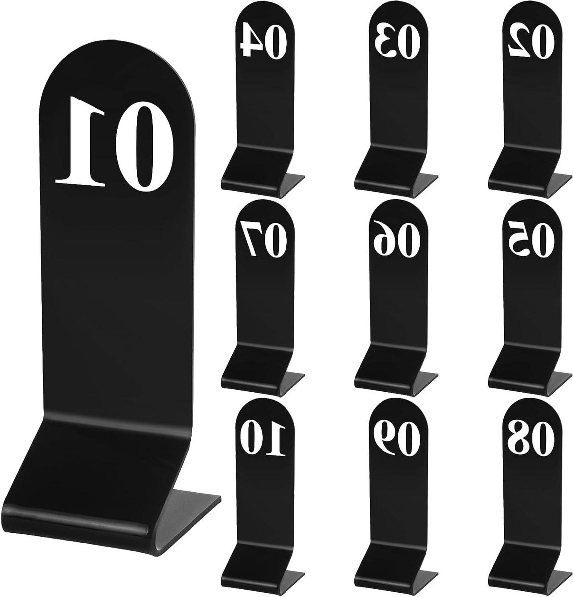 Acryl Tafelnummers - Nummerkaarten - Evenementen Organiseren - Tent Stijl - 10 Stuks - Zwart