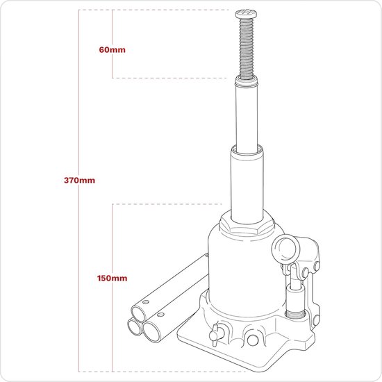 Telescopische Fleskrik - Krik Hydraulisch Wagenkrik - Voertuigen Hefen - Dubbele Zuigers - 2 Ton - Zwart — afbeelding 3