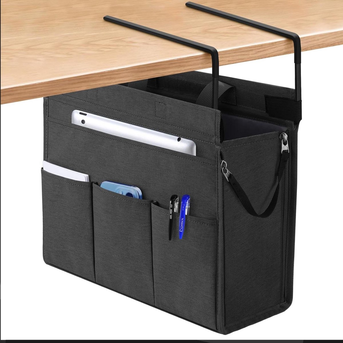 Opbergtas voor bureau - Bureau organizer Archiefhouder - Bureau opruimen - Onder bureau montage - A4 formaat - Zwart