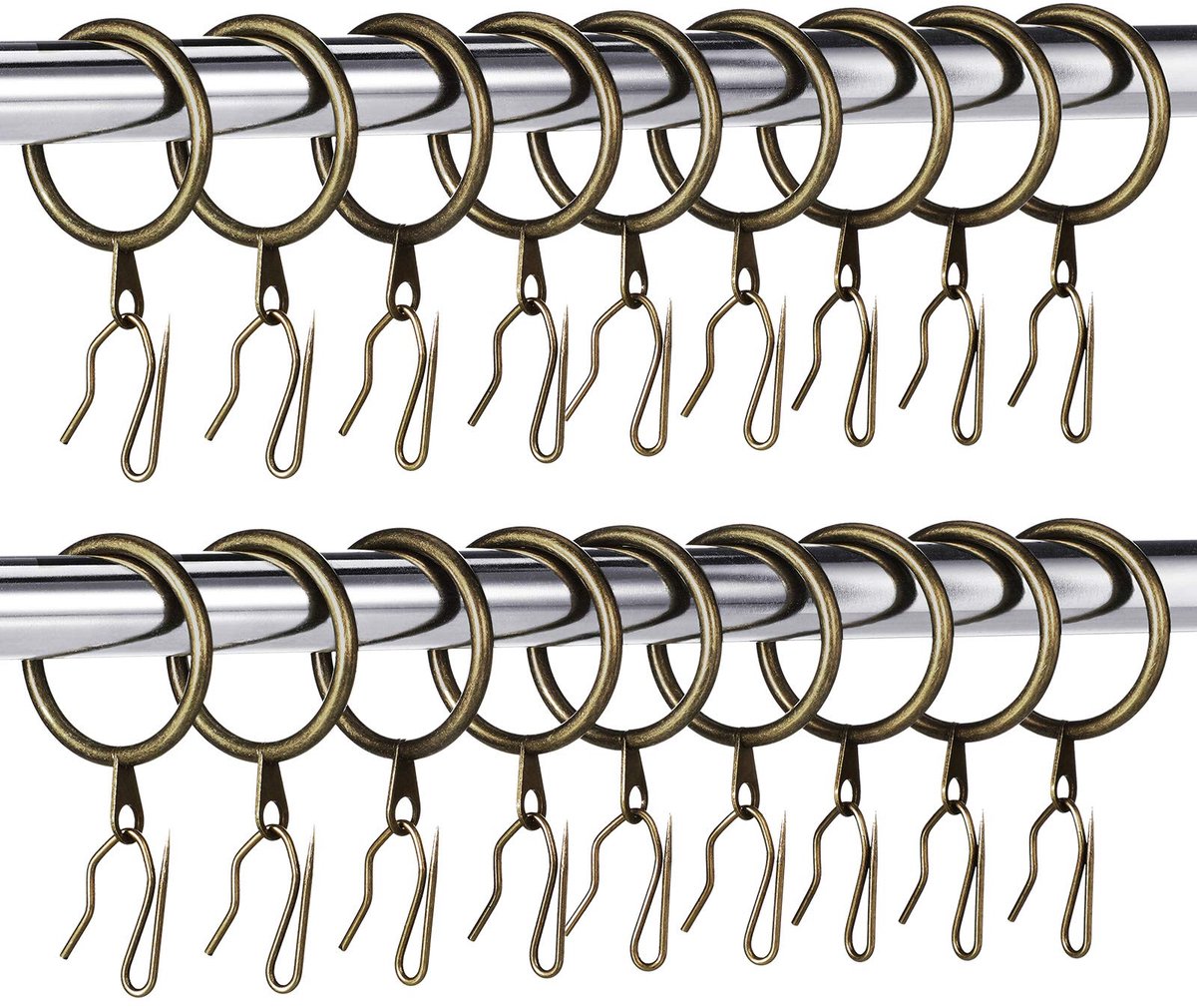 Gordijn Gordijn Ringen Gordijn Hangringen en 60 Stuks Metalen Gordijn Pin Haken voor Gordijnen Raamdeur Douche (Olie Gewreven Brons)