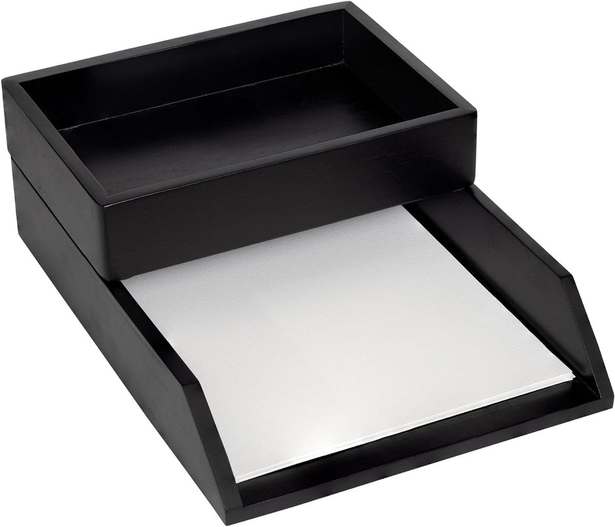 Bureau Organizer Set - Papierlade Houder - Bureau Opruimen - Set van Twee - 30 x 20 cm - Zwart