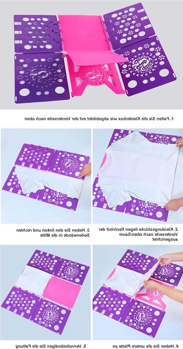 Kleding Vouwhulp - Vouwplank Overhemden - Snel Kleding Vouwen - Verstelbaar Ontwerp - 58 cm x 68 cm - Paars/Roze