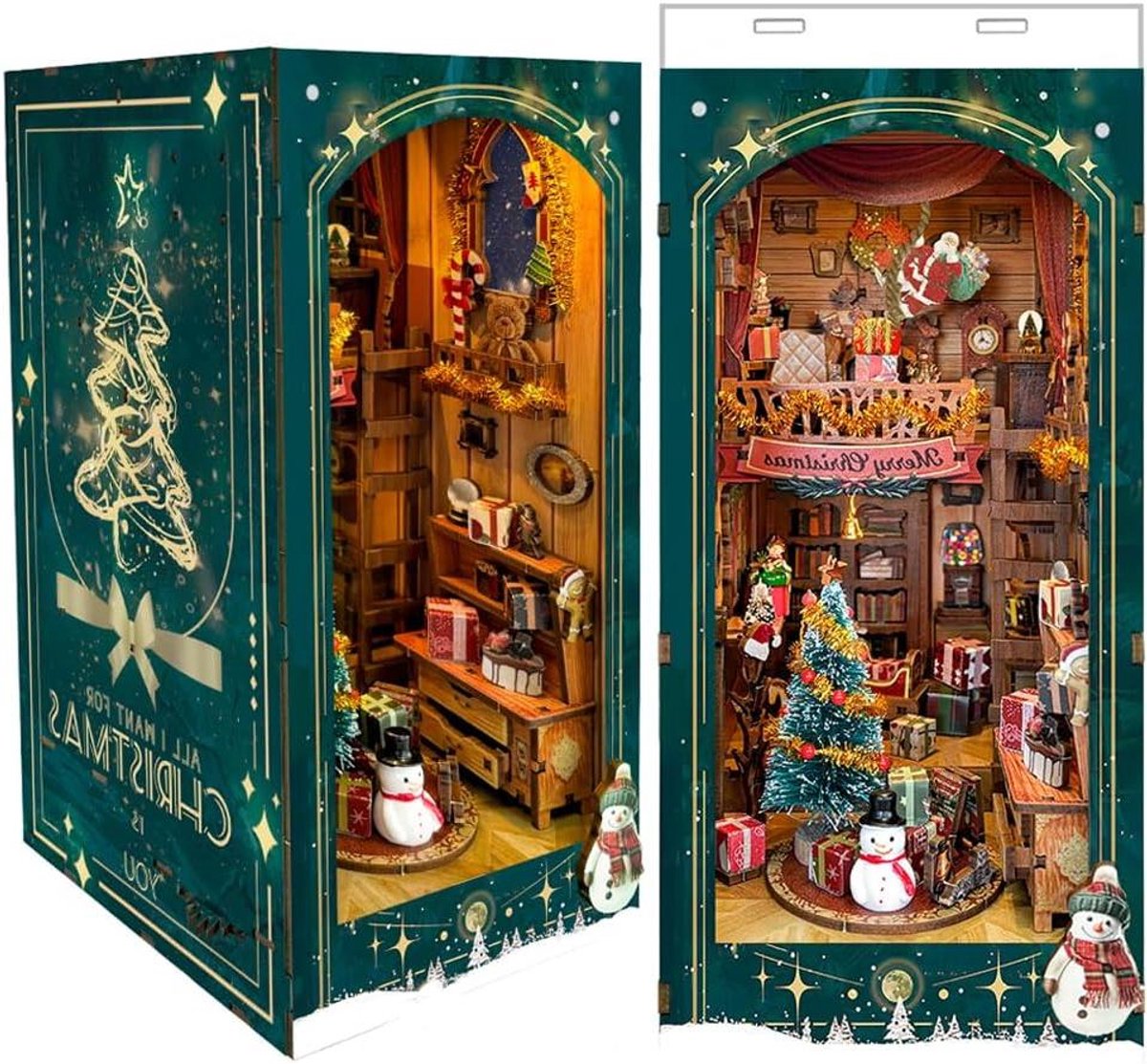 Boekensteunen - Miniatuur Poppenhuis - Huisdecoratie - Met LED Verlichting - 17x11x23cm - Multicolor
