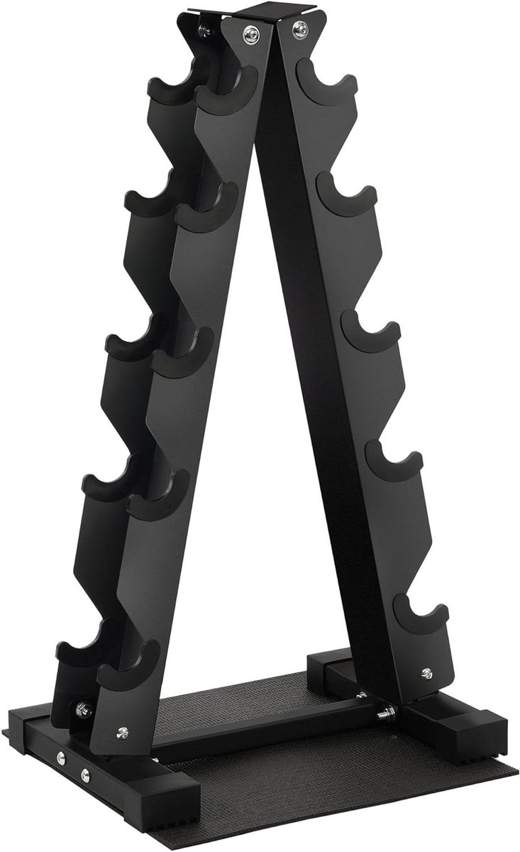 Halterrek - Gewichtsrek Opslagrek - Sportschool Organisatie - A-Frame Ontwerp - 5-Tier - Zwart