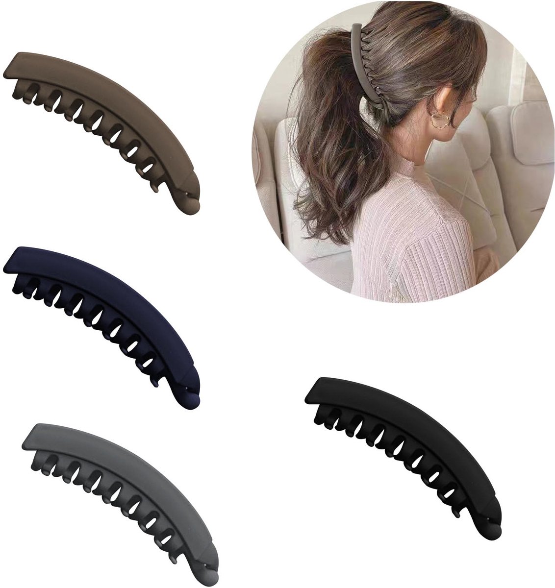 Bananenklemmen voor dames, grote bananklemmen voor dik haar, schattige haarspelden voor meisjes, bananklemmen voor dun haar, bananklemmen voor dik haar