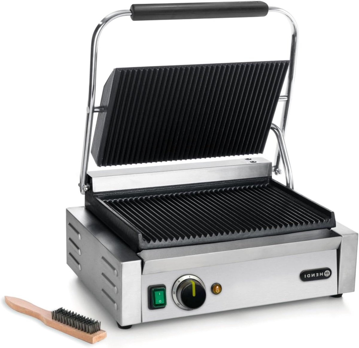 Contactgrill - Panini grill - Eten bereiden - Traploos instelbaar - 340x235mm grill - Zilver