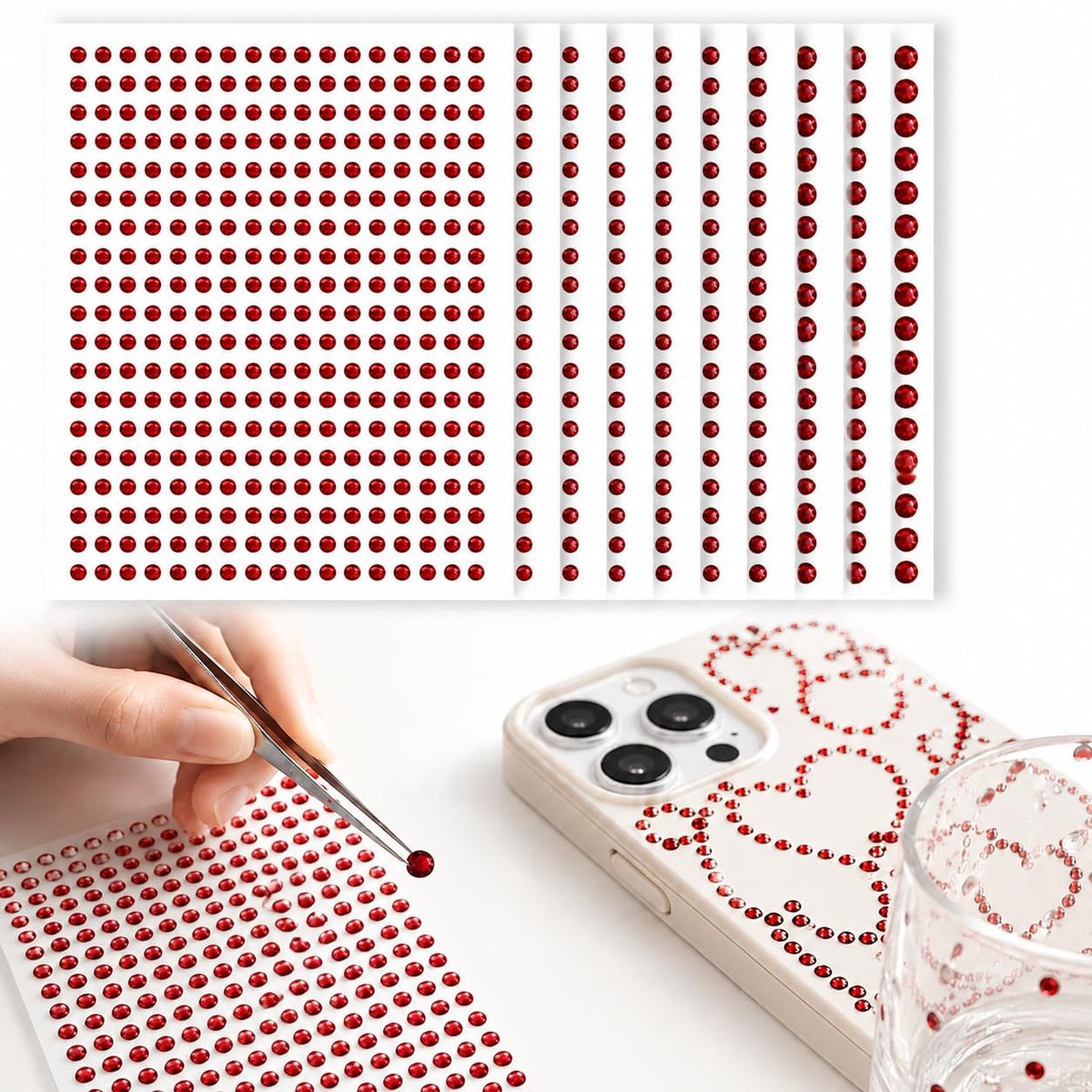 Strass-steentjes, glinsterende stenen, zelfklevend, 3/4/5 mm, doe-het-zelf decoraties voor cadeaupapier, scrapbooking, strass-band, zelfklevend