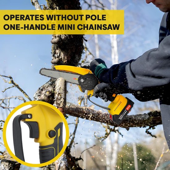 Accu Snoeischaar - Telescoop Snoeier - Boom Snoeiwerk - Borstelloze Motor - Tot 1.8 Meter - Geel — afbeelding 4