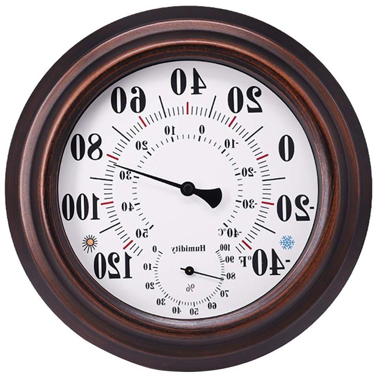 Wandthermometer Hygrometer - Weerstation - Binnen Buiten Meten - Geen Batterij Nodig - 203 cm Diameter - Zilver