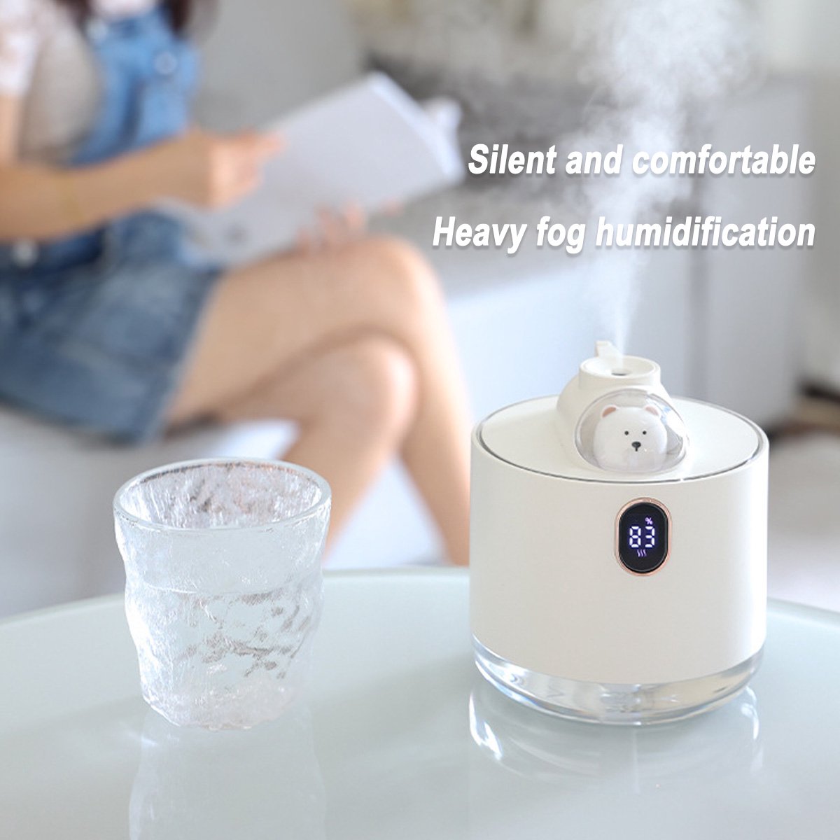 EZYCART S.R.L. Luchtbevochtiger voor de slaapkamer, 500 ml ultrasone luchtbevochtiger (koude nevel) voor thuis, babykamer & planten, stille werking, eenvoudig van bovenaf te vullen, automatische uitschakeling, met accu thumbnail 3