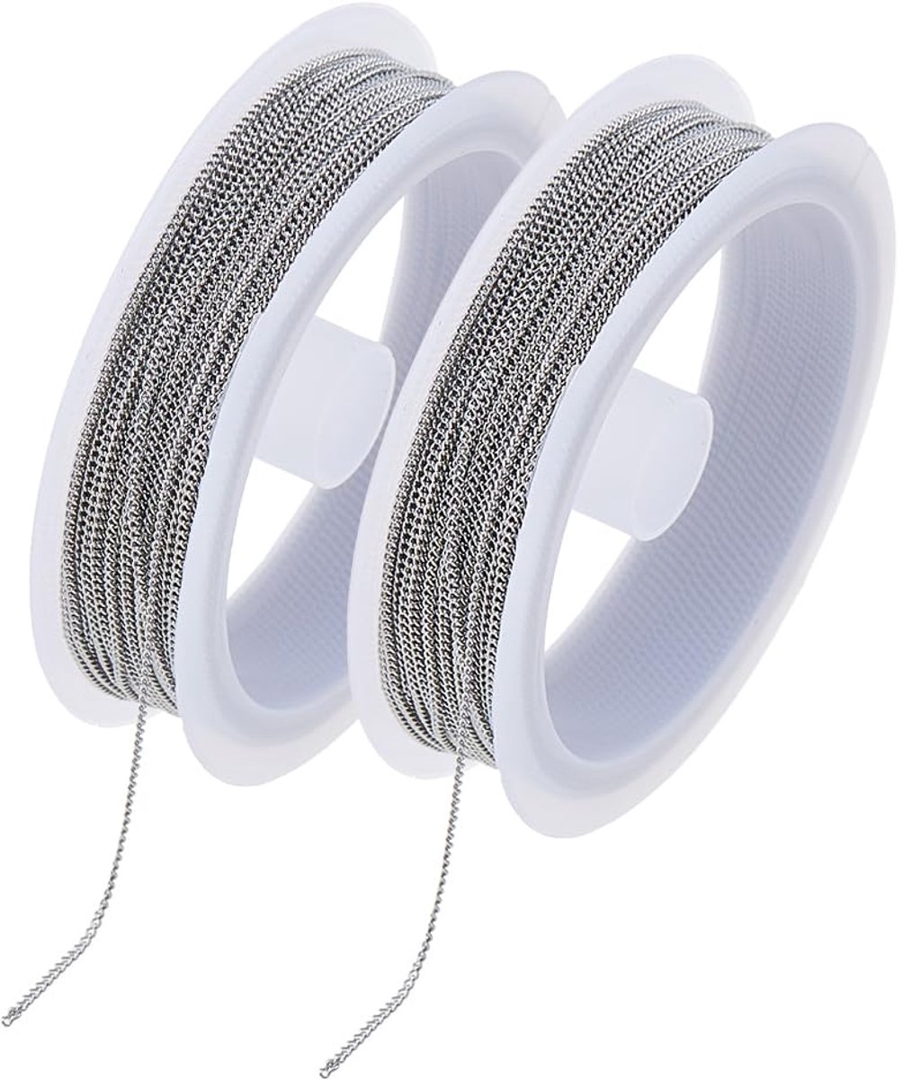 20 m roestvrijstalen kabelkettingen, 1 mm, halsketting, kettingschakels, bulk, metalen armbandketting voor vrouwen en mannen, doe-het-zelf knutselen en sieraden maken