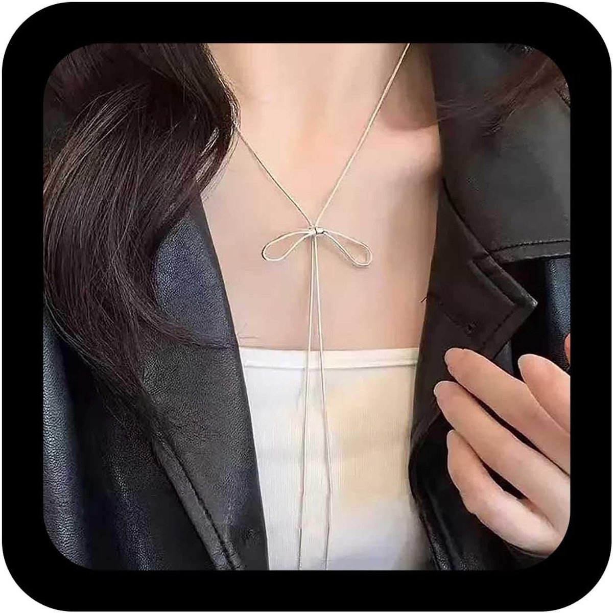 lange boog, lariat, halsketting, hol, bowknot-hanger en halsketting, zilver, verstelbaar, slider, slangenketting, minimalistische slangenketting, band, lange strik, sieraden