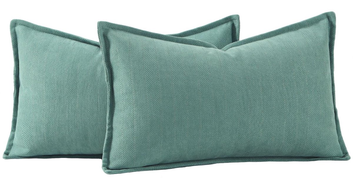 2-delige set Kussenhoezen - Effen Chenille - Zacht - Voor bank en slaapkamer - Aqua - 30x50 cm - Rechthoekig