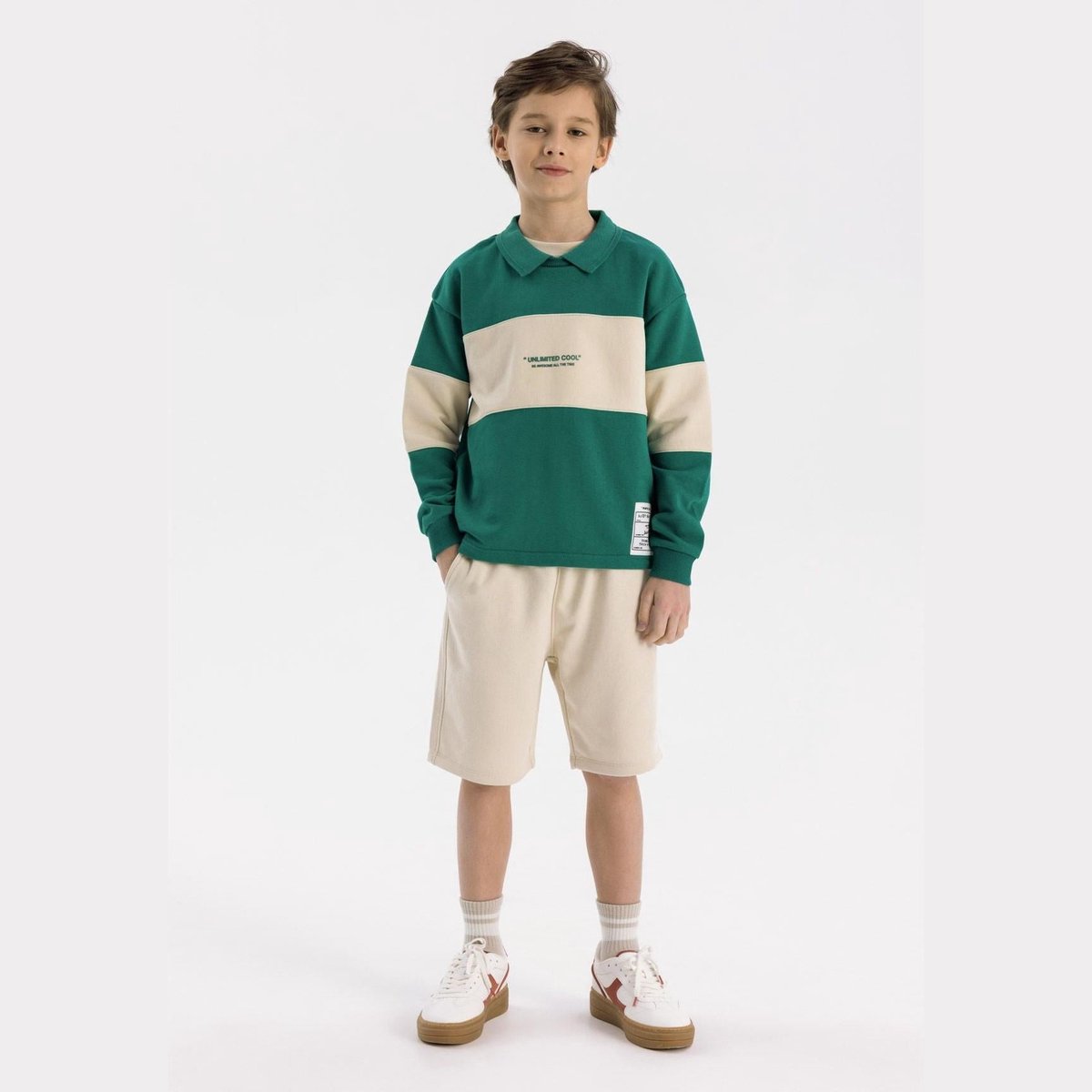Minoti sweater jongens met ronde hals - katoen - groen