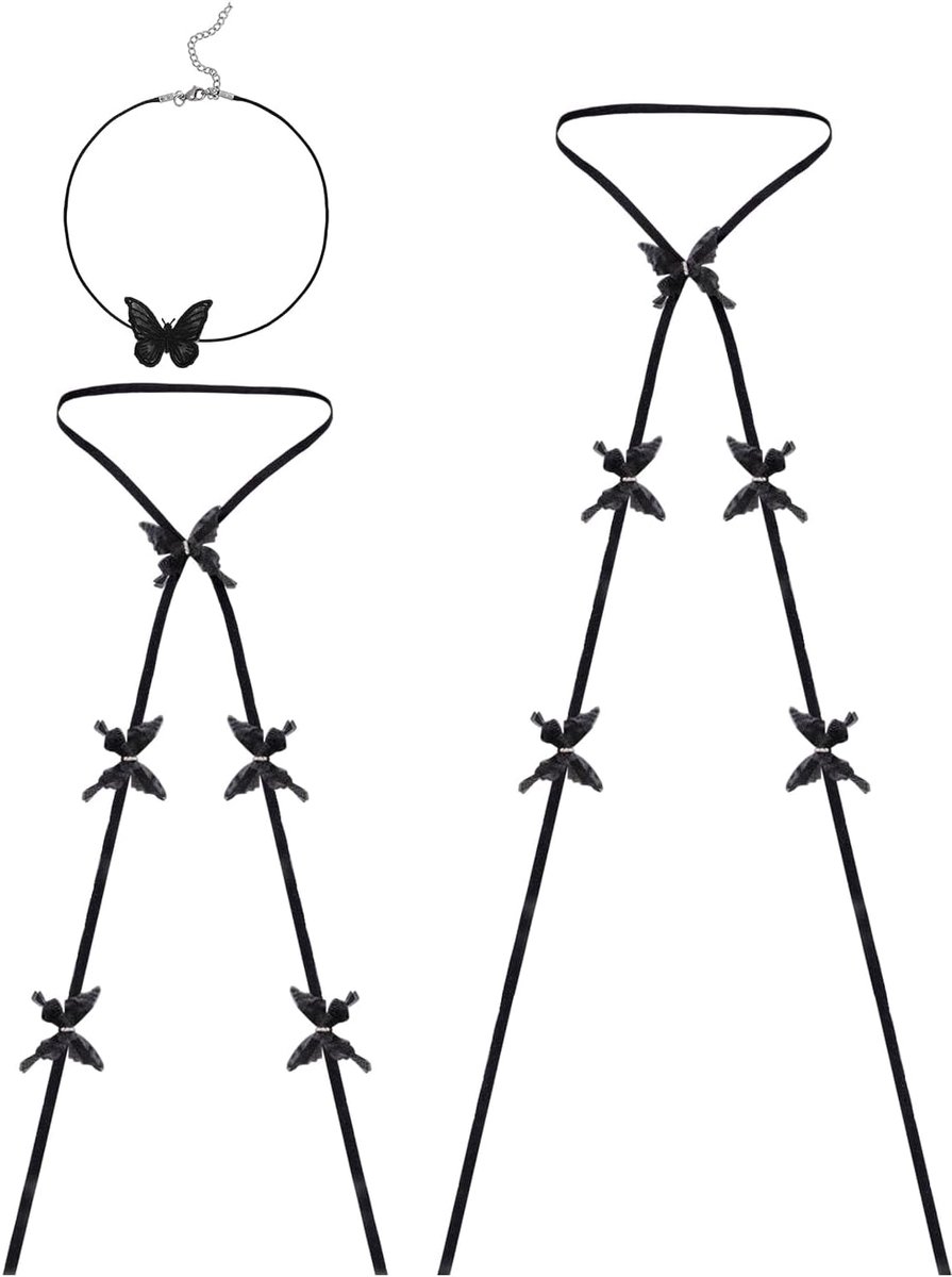 1 Zwarte Vlinder Been Ketting, 1 Arm Ketting En 1 Ketting, Sexy Elastische Been Ketting, Zoete En Koele Persoonlijkheid Kruis Been Ring, Mode Sleutelbeen Ketting, Partij Slijtage Decoratie.
