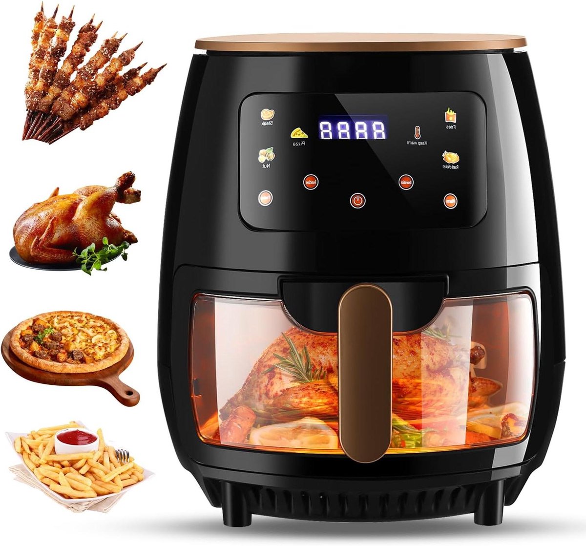Airfryer met Venster - Heteluchtfriteuse Airfryer - Gezond Koken - Zichtbaar Bakproces - 5 Liter - Zwart
