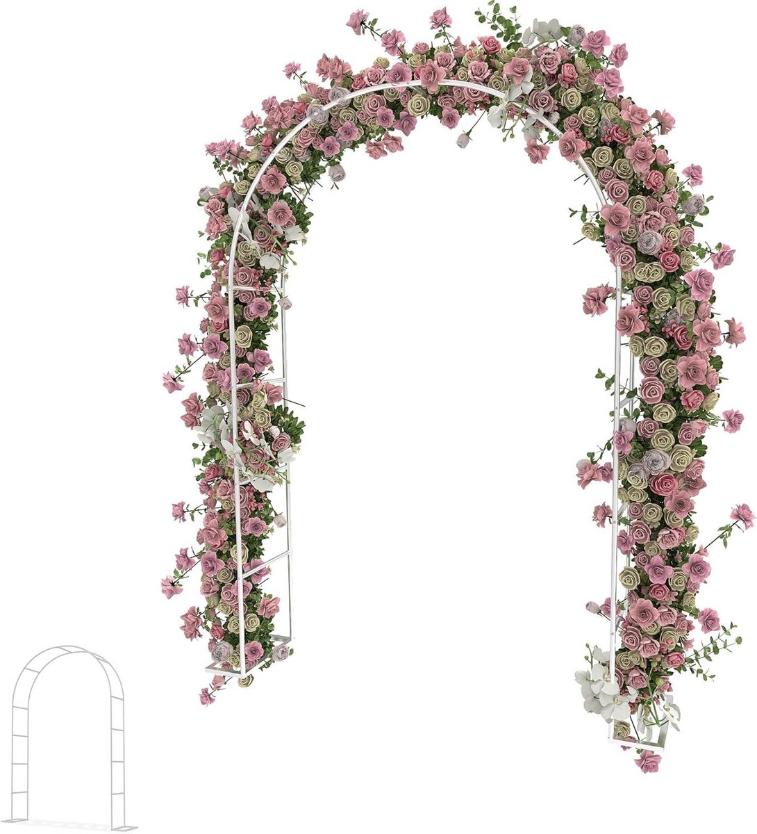 Rozenboog Metaal - Tuinboog Klimhulp - Planten Ondersteunen - Weerbestendige Coating - 192 x 38 x 240 cm - Wit