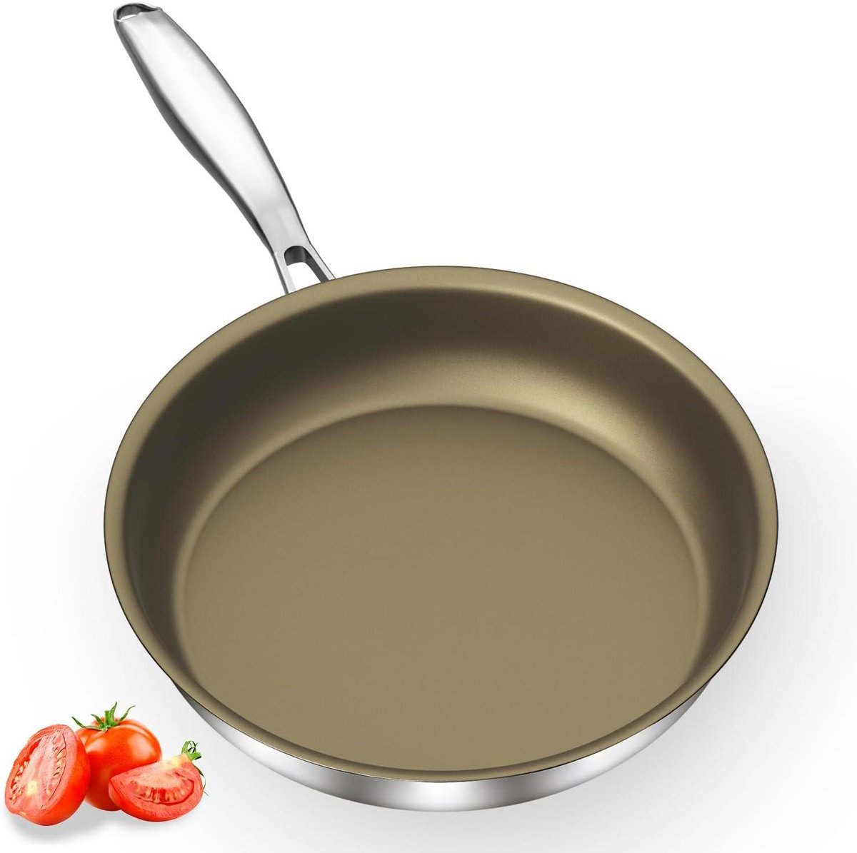Koekenpan - Bakkerspan Koekepan - Eten Bereiden - Bruin Gecoat - 28 cm - Roestvrij Staal