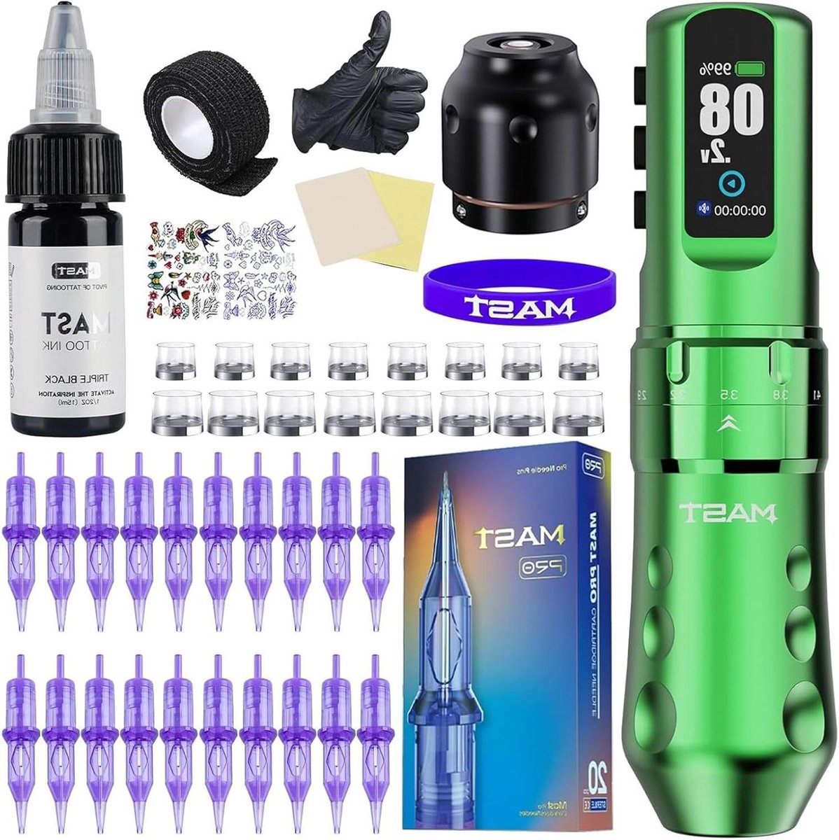 Draadloze Tatoeëermachine - Tattoo Pen Set - Professioneel Tatoeëren - 7 Verstelbare Slagen - 2.5-4.5mm - Zwart