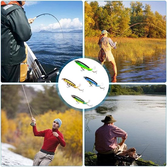 Set Topwater Wobblers Vissen Hengelsport Kunstaas - 4 Stuks — afbeelding 4