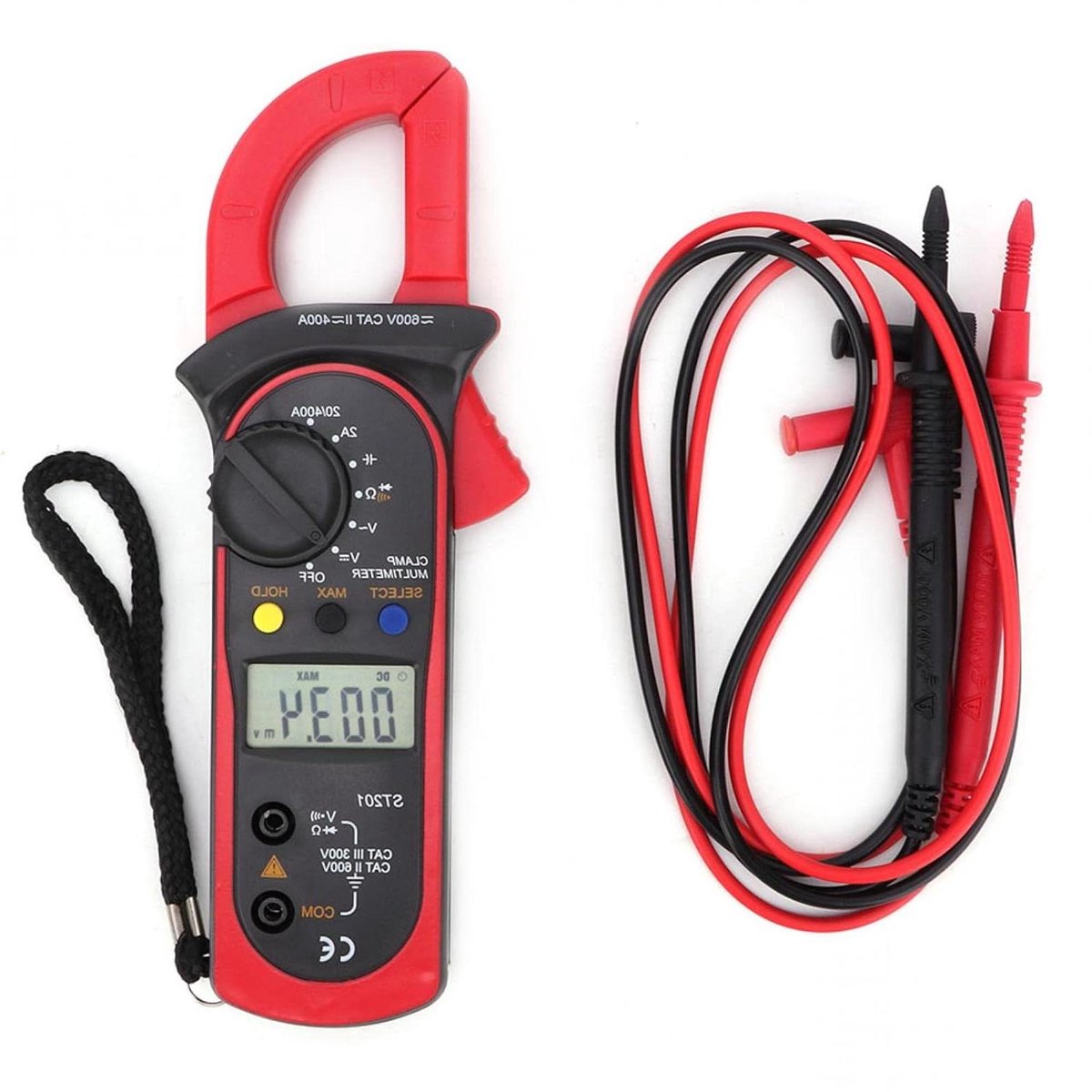 Tang Ammeter - Stroomtang Multimeter - Elektrische Metingen - Automatische Selectie - 400 A - Rood