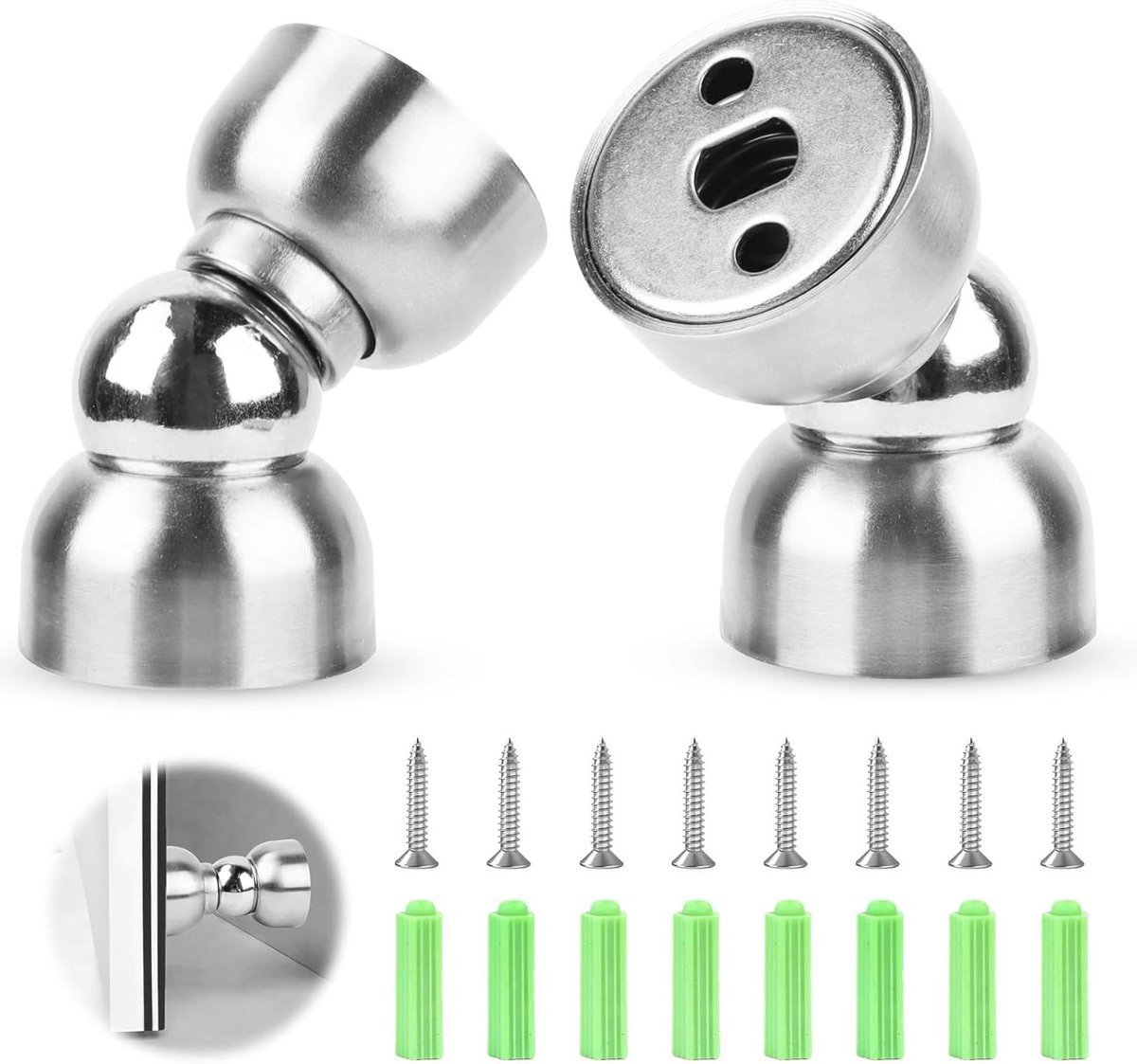 Magnetische Deurstoppers - Deurmagneet Set - Deuren Open Houden - Roestvrij Staal - 2 Stuks - Zilver