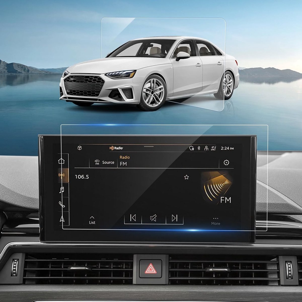 Navigatie Beschermfolie voor Audi A4 B9 A5 F5 2020-2025 & Q5 FY 2020-2024 - 10.1 Inch MMI Touch Display, 9H Krasbestendig, HD Helder Tempered Glass Screen Protector