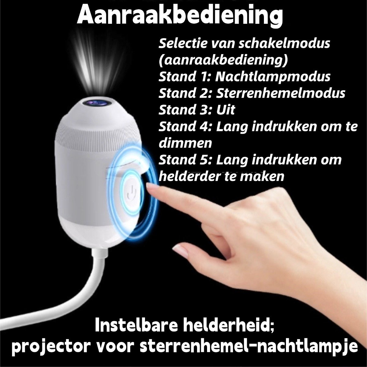2-in-1 Projector - Sterrenprojector & Nachtlampje - met 6 Verwisselbare Films - HD - flexibele zwanenhals (360° draaibaar) - Plug-and-play - USB Aangedreven - draagbaar - Sterrenhemel Projector - Heelal - voor slaapkamers en gebruik in de auto – foto 8