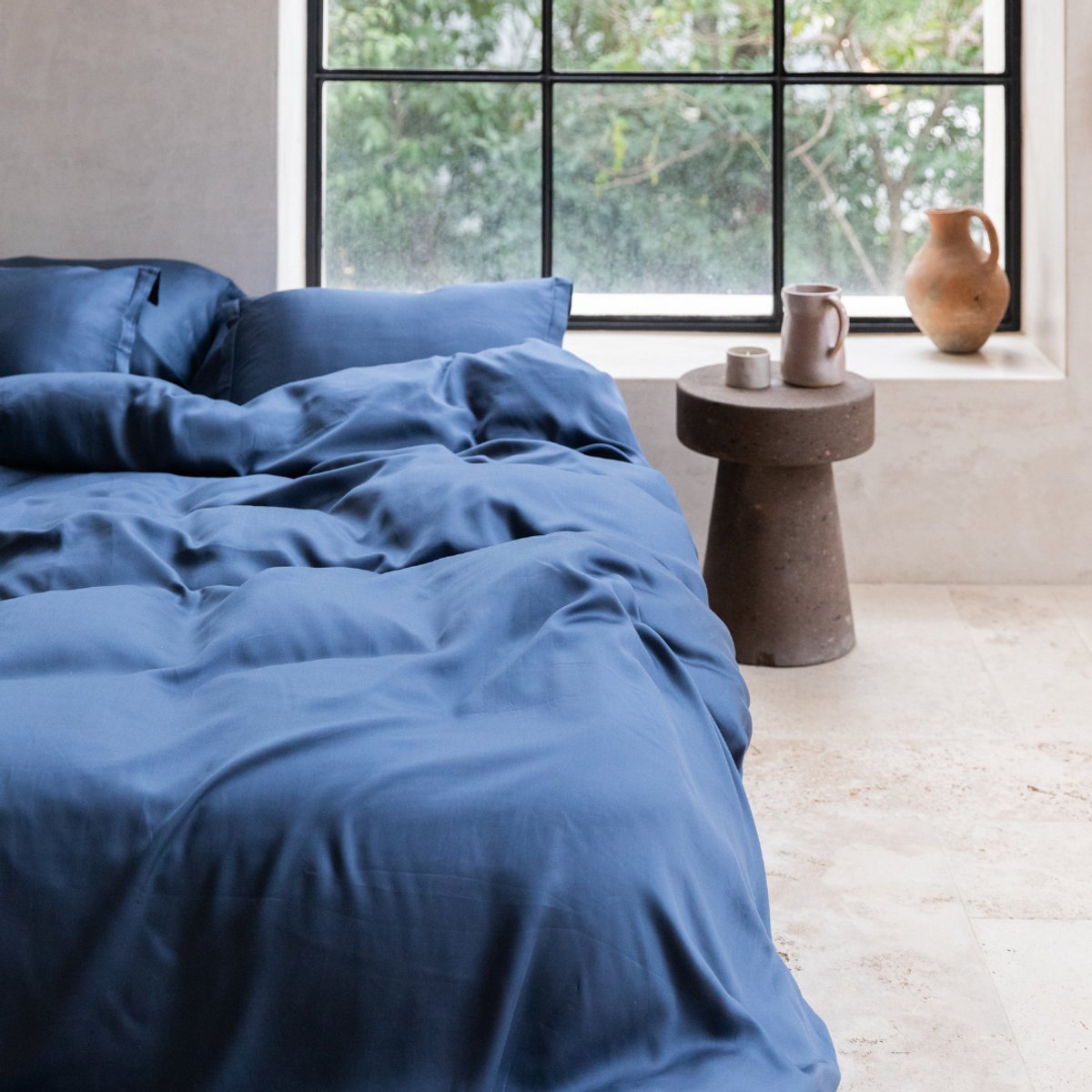 Coco & Cici - TENCEL Twill Dekbedovertrek Donker Blauw - 200x200 + 2 kussenslopen 60x70