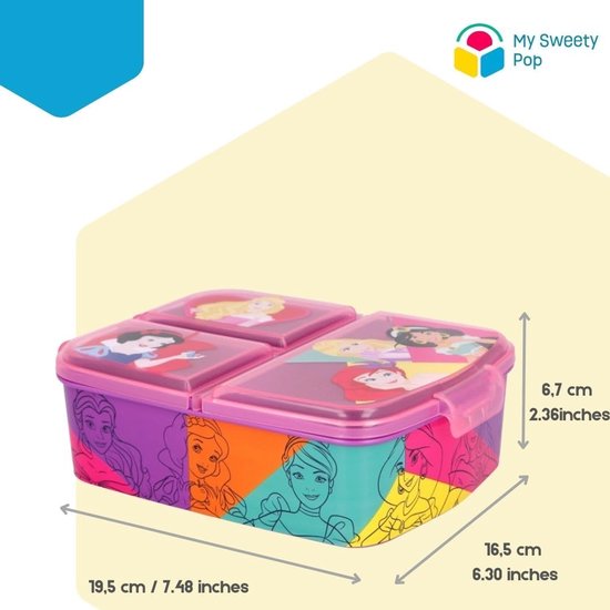 Kinderlunchbox met 3 compartimenten - luchtdichte lunchbox voor school en vakantie - meisjes ontwerp — afbeelding 3