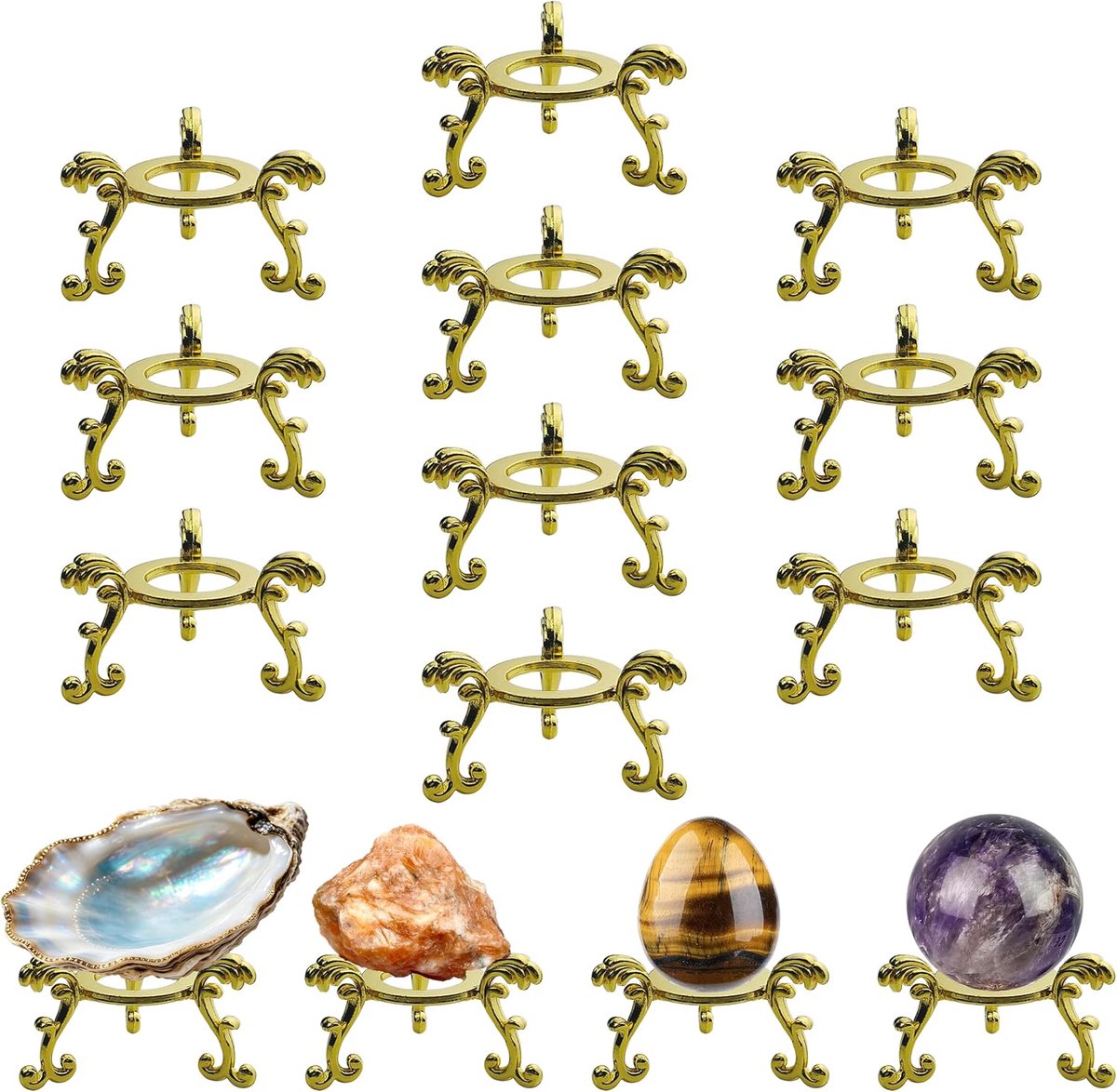 10 stuks gouden kristallen bolstandaard voor het weergeven van kristalglas en natuurlijke rotsen, bol displayhouder, voor 40mm-80mm bol of steen