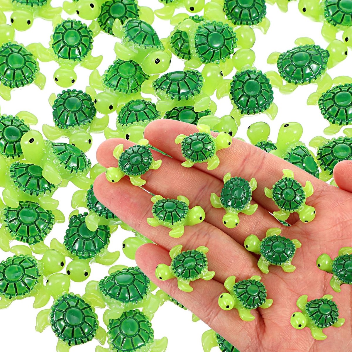 60 stuks miniatuur schildpadden, groene kleine schildpadbeeldjes, mini-schildpaddecoratie, schattige miniatuur zeeschildpaddenbeeldjes, kleine oceaanschildpadbeelden voor tuinfee micro landschap plant
