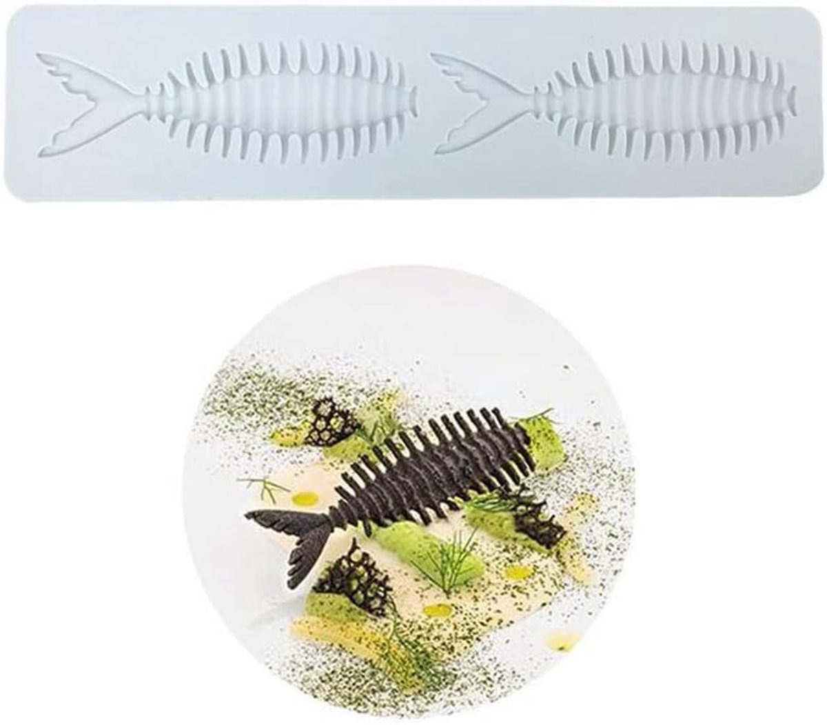 Kanten fondantvormen, siliconen kantvormen voor het decoreren van taarten, 2 Gaten Visgraten