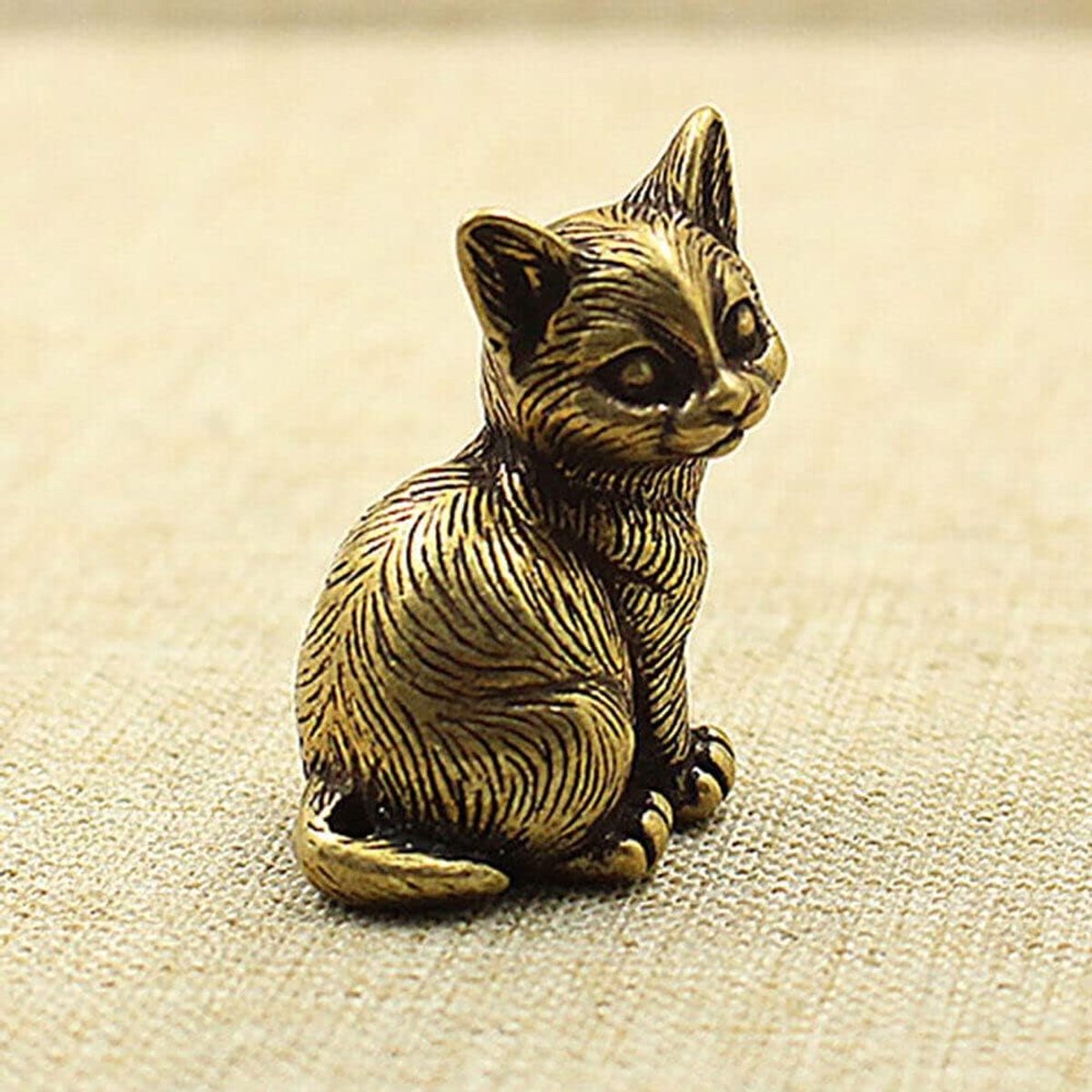 Messing kat beeldje kleine kat standbeeld dier beeldjes thuis desktop decoratie