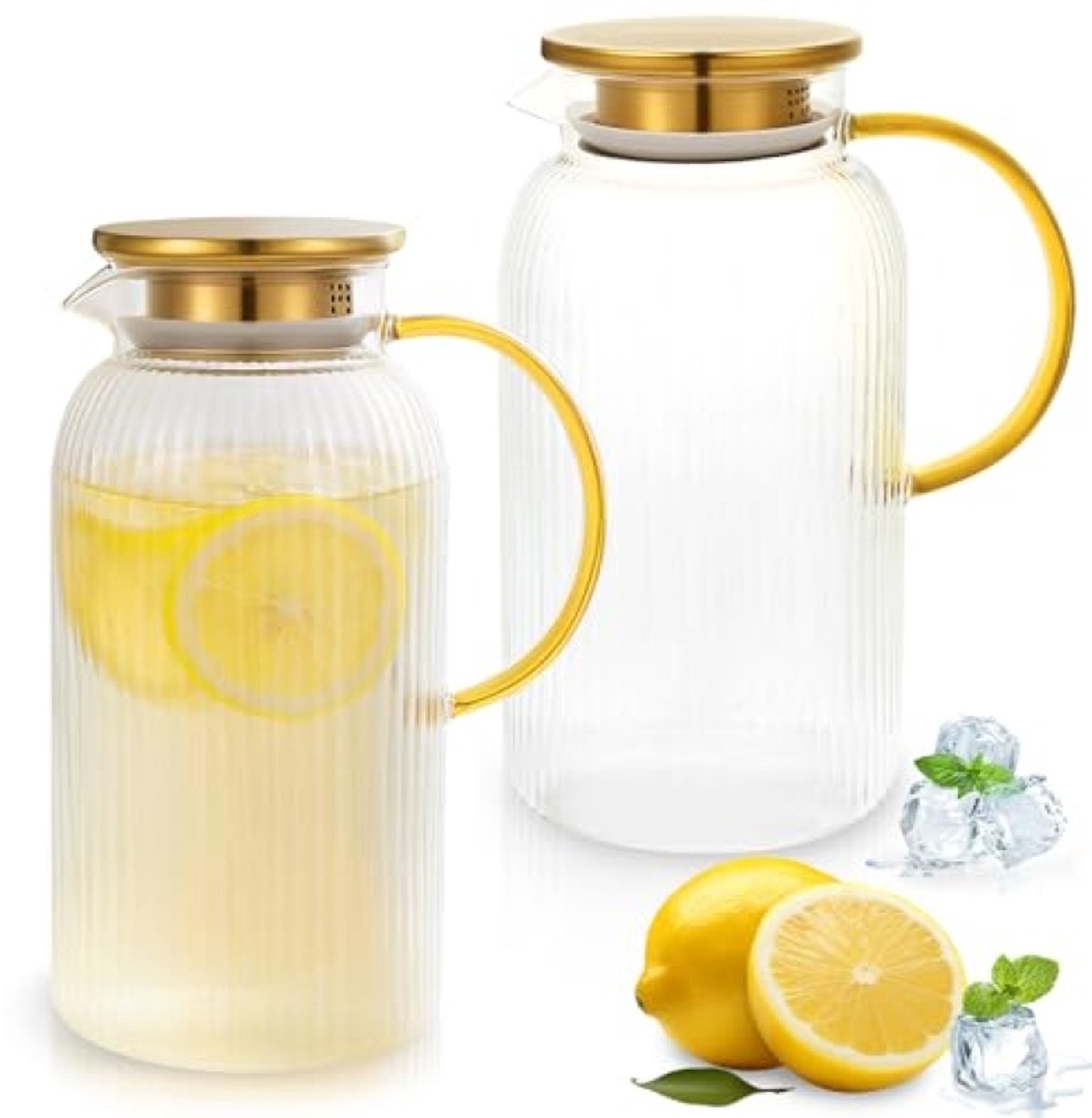 Glazen Waterkan - Karaf Set - Dranken Serveren - Hittebestendig Glas - 2 Liter - Transparant