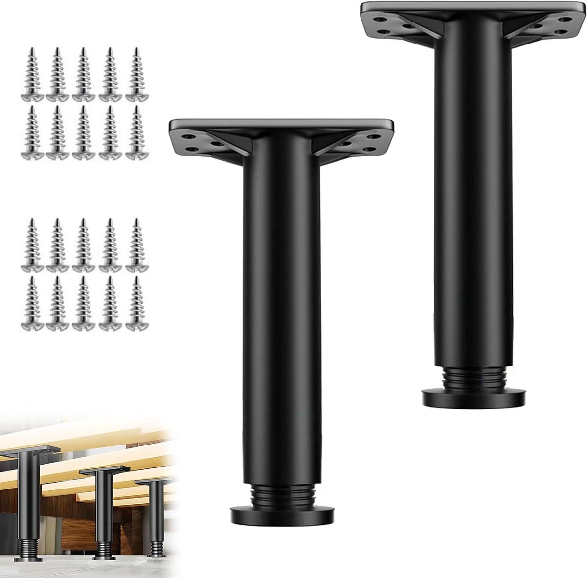 Meubelpoten Set - Kastpoten Bankpoten - Meubels Stabiliseren - Verstelbaar Ontwerp - 22-42 cm - Zwart