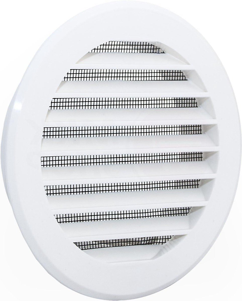Ventilatierooster Afsluitrooster - Afvoerrooster Keuken - Luchtcirculatie Verbeteren - Met Insectennet - Ø 100 mm - Wit