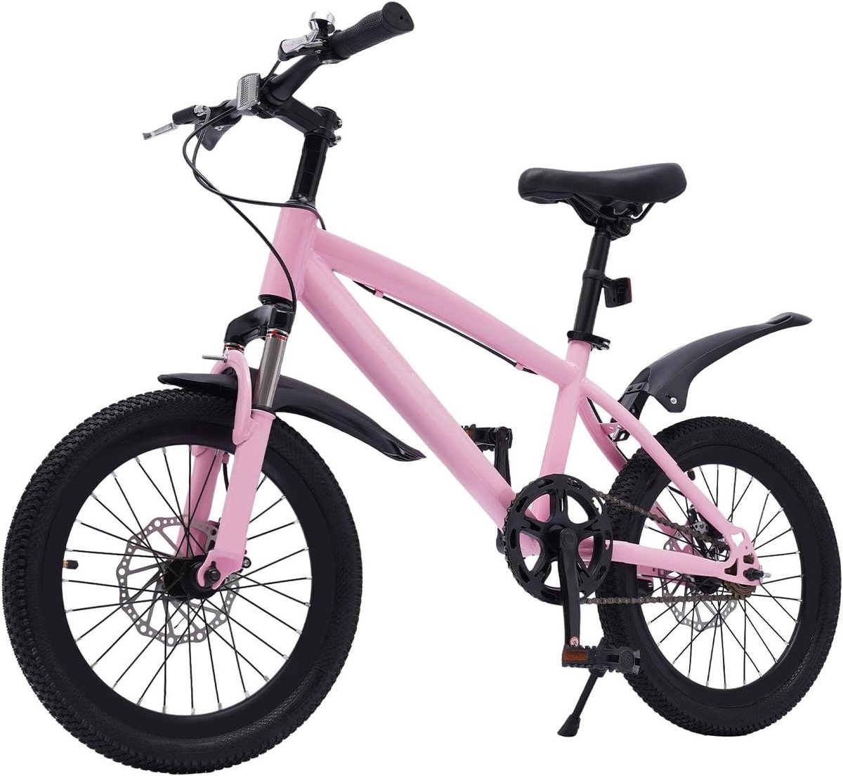 Kinderfiets - Kindermountainbike Kinderfiets met versnellingen - Buitenspelen - Schijfremmen en schokabsorberende vork - 4572 cm - Roze zwart