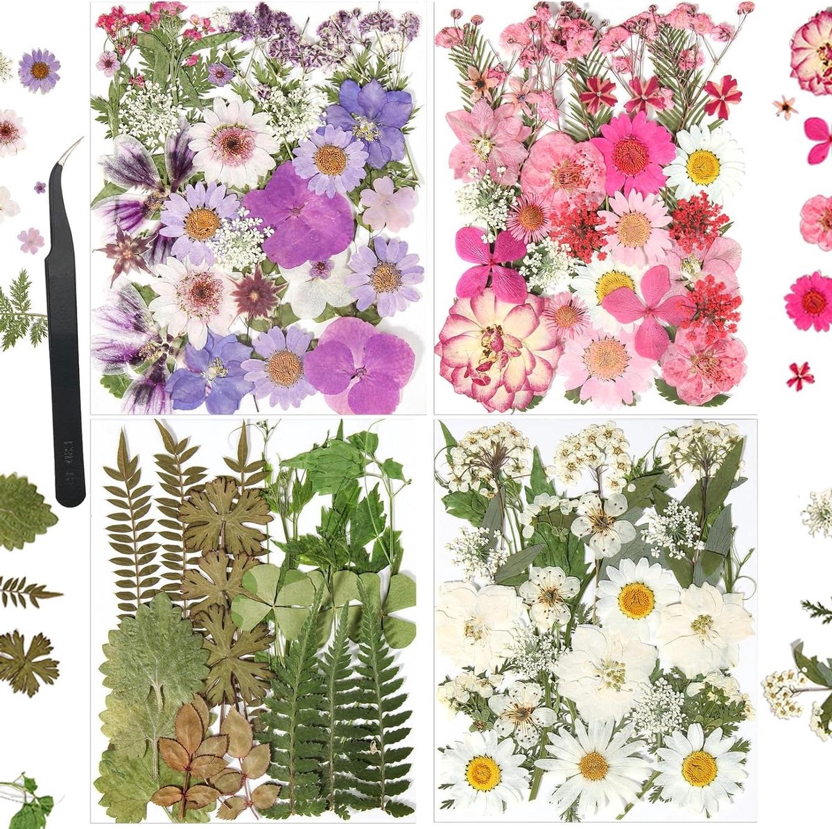 Geperste Bloemen - Gedroogde Bloemen - Hars Sieraden Maken - 110 Diverse Botanische Stukken - 2.2 x 1.6 cm - Kleurrijk